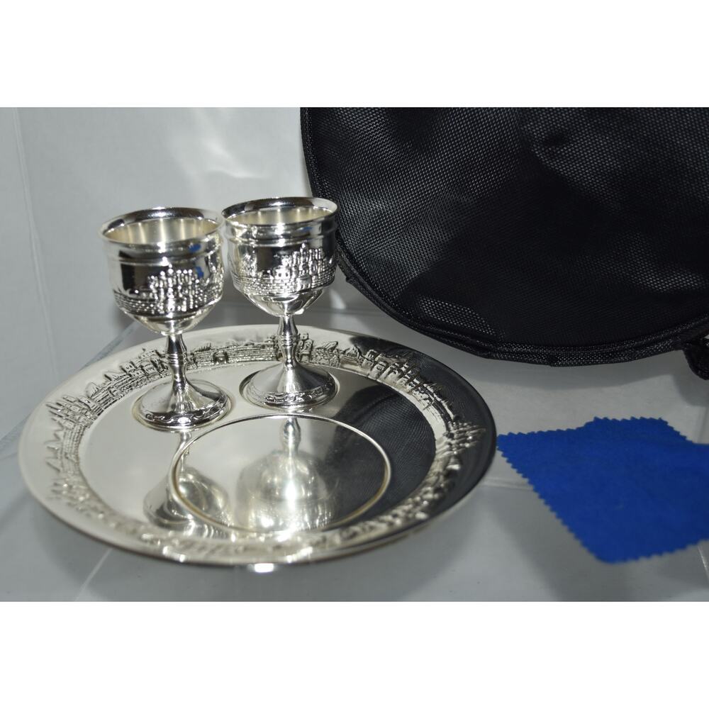 Silverplated Communion Set with Travel Bag - Picture 2 of 5